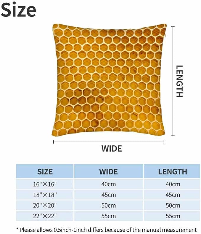Bee Honeycomb Throw Pillow Covers 18x18 Yellow Honey Abstract Set of 2 Pillow - Image 6
