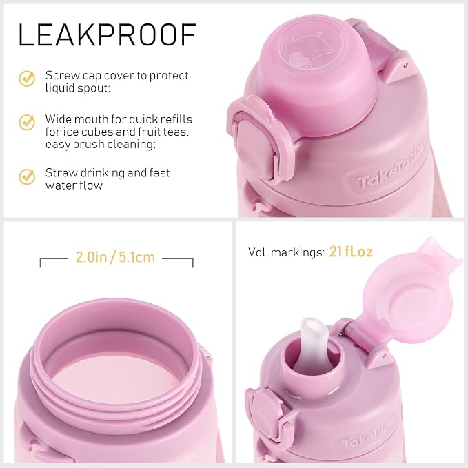 TakeToday Collapsible Water Bottles 21oz, Foldable Platinum Silicone Travel - Image 6