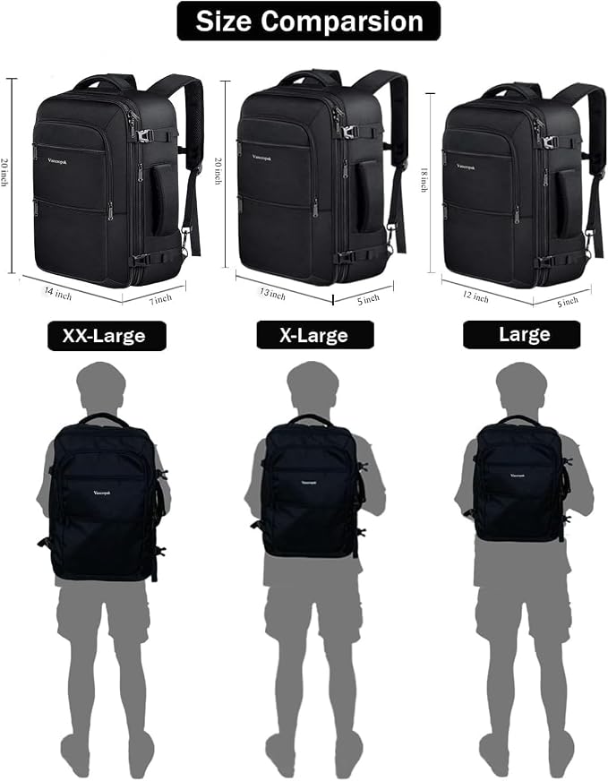 Vancropak Carry On Backpack, 45L Expandable Extra Large Travel Backpack - Image 6