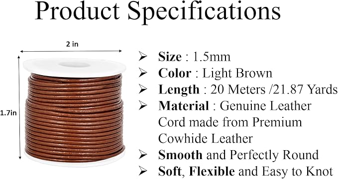 GENIQUE Real/Genuine Round Leather String Cord - Image 3