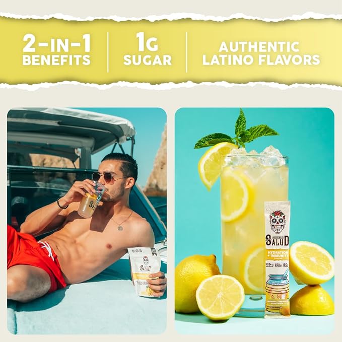 Salud 2-in-1 Hydration Packets + Immunity Electrolytes Powder, Lemonade - Image 2