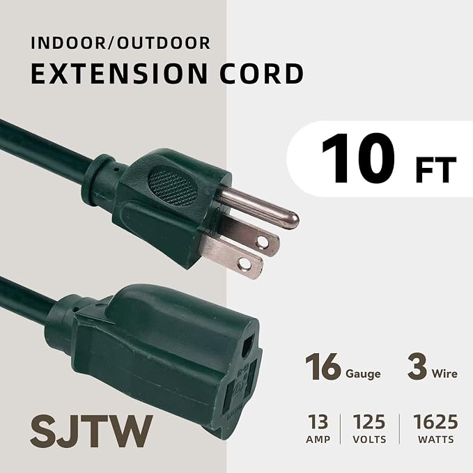 10ft Outdoor Extension Cord for Christmas Decorations - Image 2