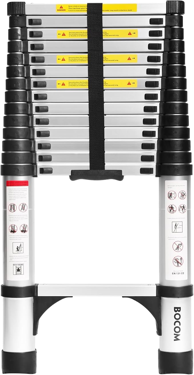 BOCOM 14.5 FT Aluminum Telescoping Ladder, Lightweight Multi-Purpose by BOCOM