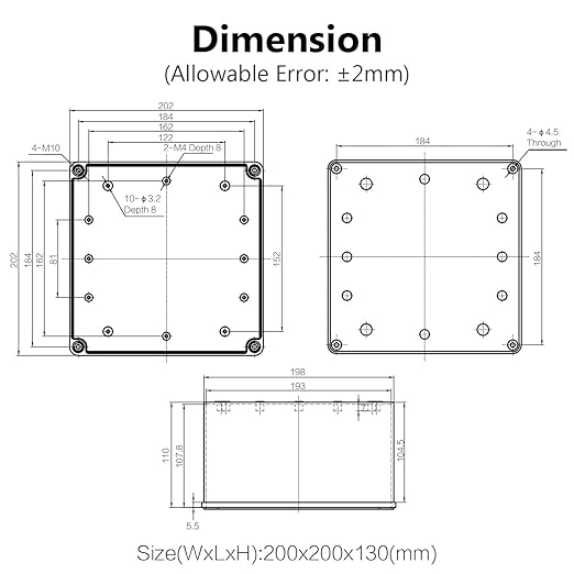 LeMotech Waterproof Dustproof IP67 Junction Box DIY Case Enclosure Gray 7.9 x - Image 6