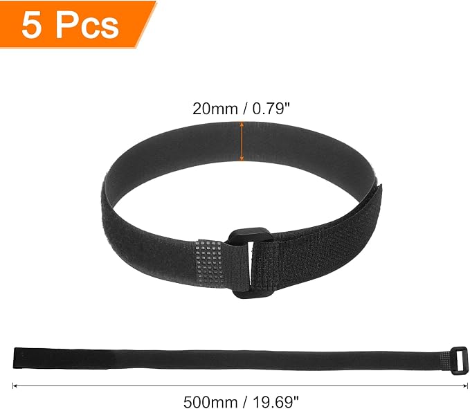 MECCANIXITY 5Pcs Reusable Battery Tie Down Straps, 0.8x20" Black Nylon - Image 2