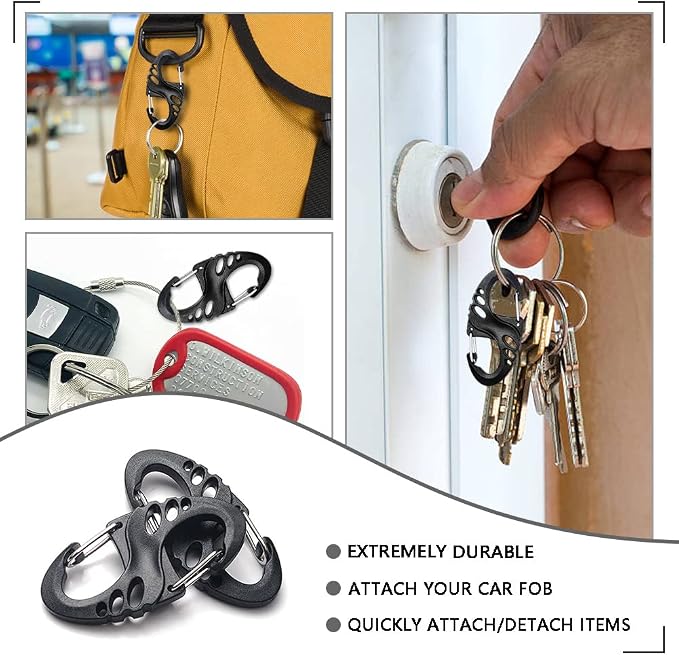 12 Pack 2" Carabiner Clip Plastic S Carabiner Clips Paracord Keychain Hooks - Image 2