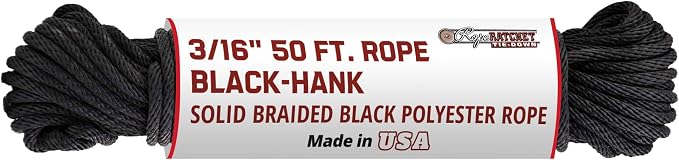 Rope Ratchet 3/16" 50 ft Braided Polypropylene Utility Cord, Weather Resistant by RopeRatchet