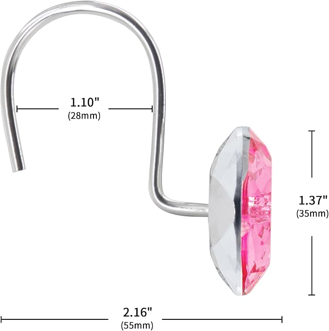 MitoVilla Pink Shower Curtain Hooks Rings, Metal Shower Hooks - Image 5