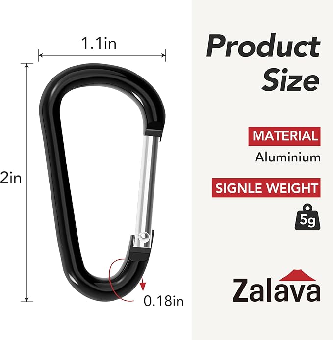 24pc Aluminum Carabiner Clip D Ring, Keychain Spring Hook, Small Carabiners Set - Image 2