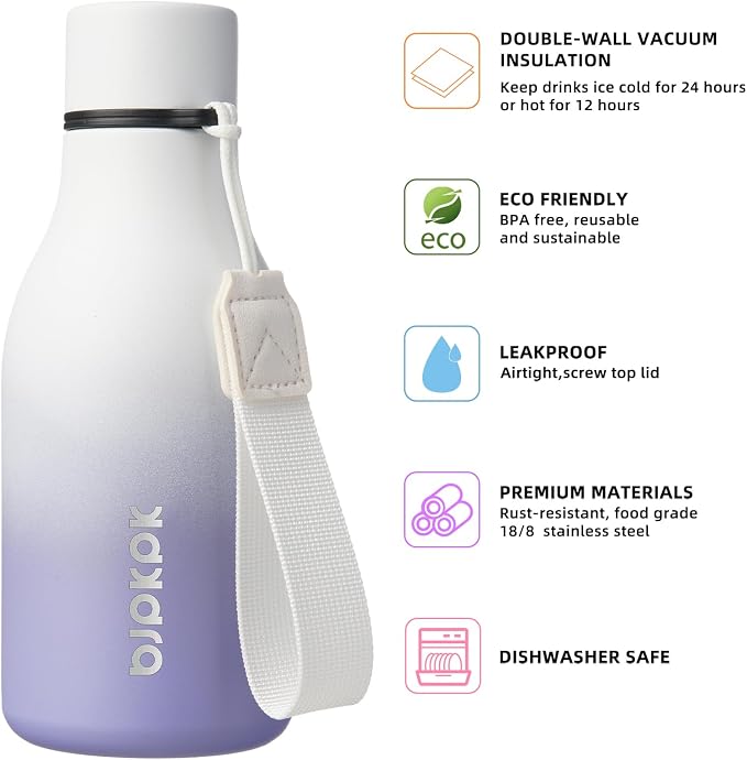 BJPKPK Insulated Water Bottles, 12oz Stainless Steel Metal Water Bottle - Image 2