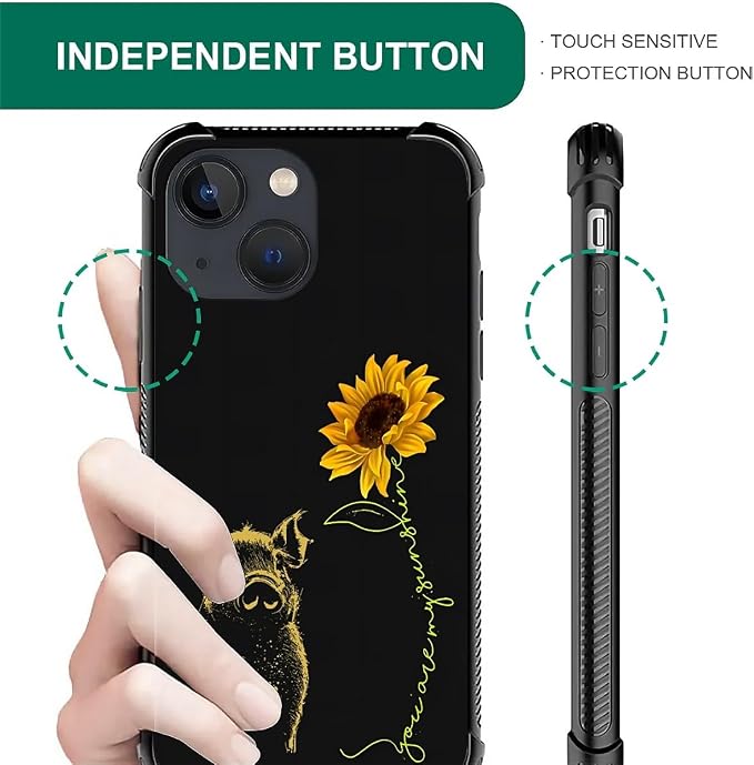 for iPhone 13 Case, Pig Sunflower Yellow Sunshine Pattern Graphic Design Girl - Image 4