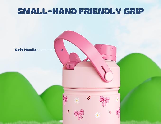 12 oz Insulated Water Bottle for Girls: 2-in-1 Straw Spout Lid, Easy Carry - Image 7