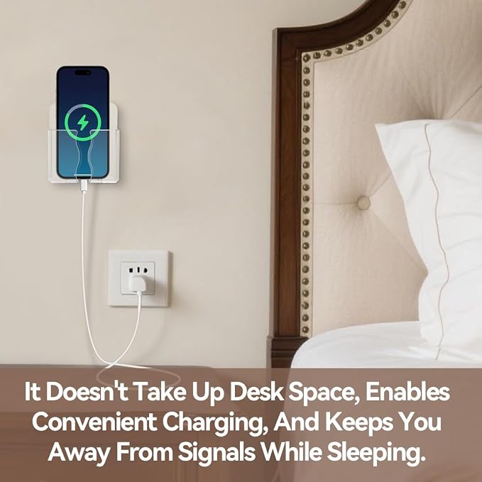 2 Pcs Clear Wall Mount Phone Holders, Self Adhesive Plastic Stand, Compatible - Image 4