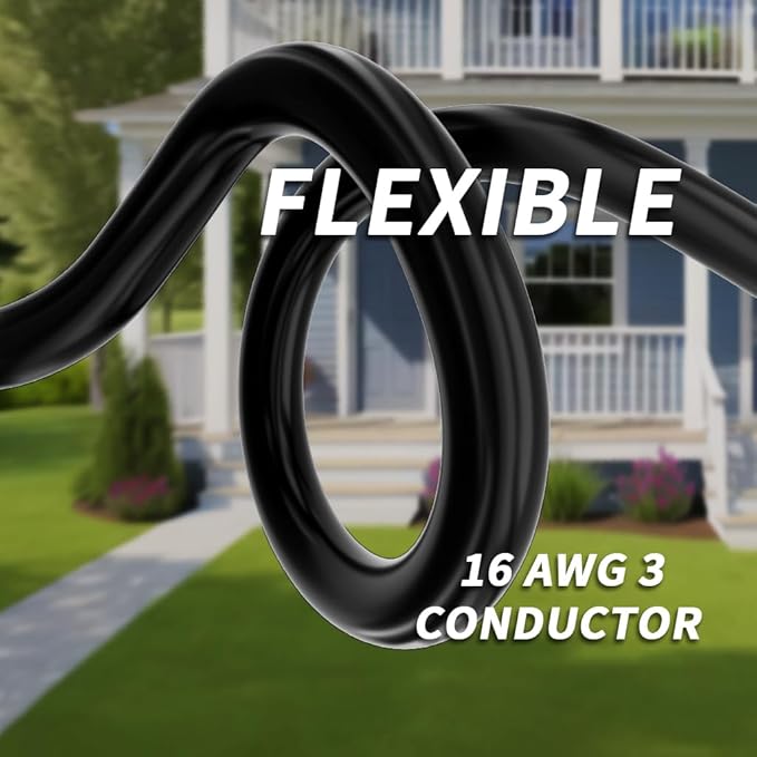 PlugSaf 16/3 Gauge 200 ft Extension Cord Outdoor Black Waterproof, Cold - Image 6