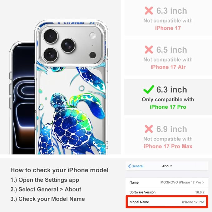 MOSNOVO for iPhone 17 Pro Case | Military Grade 6.6ft Drop Tested | Camera - Image 2