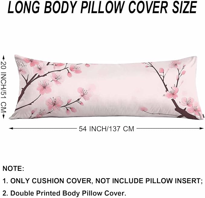 Couch Pillows Decorative Body Pillow Cover Cherry Blossom, Japanese Cherry Pink - Image 6
