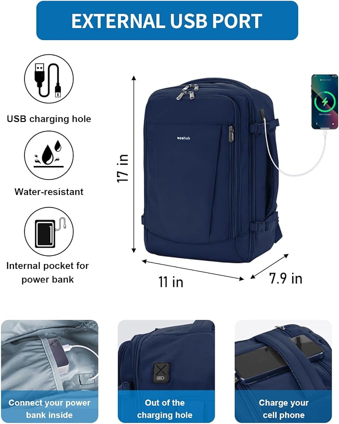 ECOHUB 17'' Travel Backpack, Personal Item Backpack - Image 7