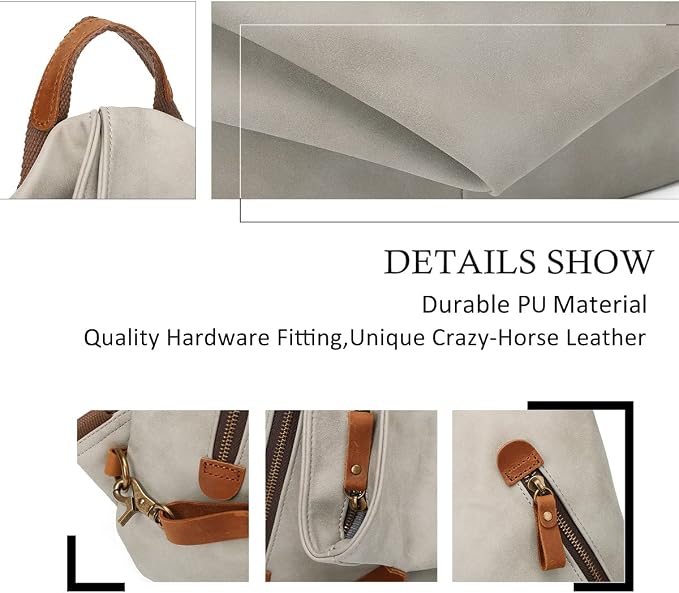 KL928 PU Leather Vintage Backpack – Large Casual Daypack Outdoor Travel - Image 3