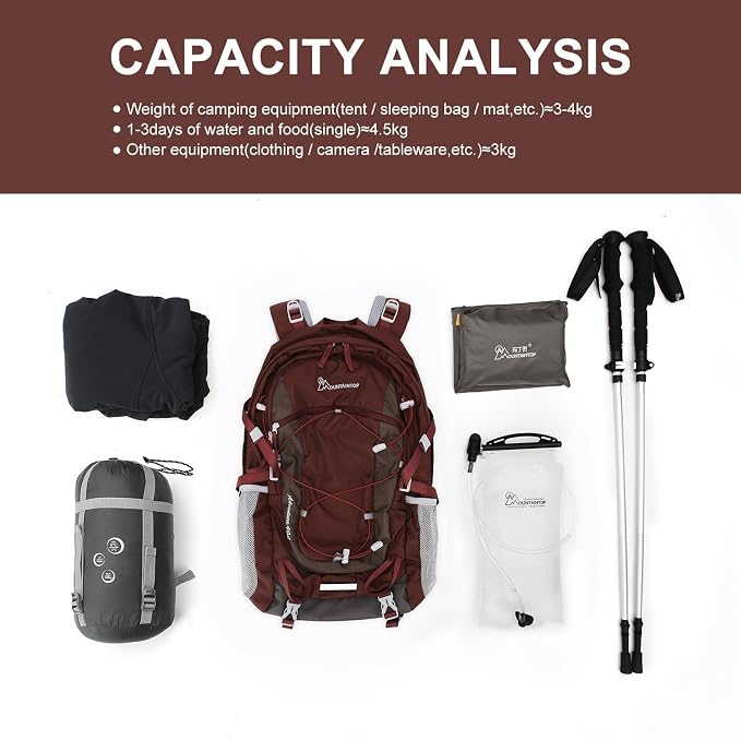 MOUNTAINTOP 25L/40L Hiking Backpack, Lightweight Travel Backpack - Image 4