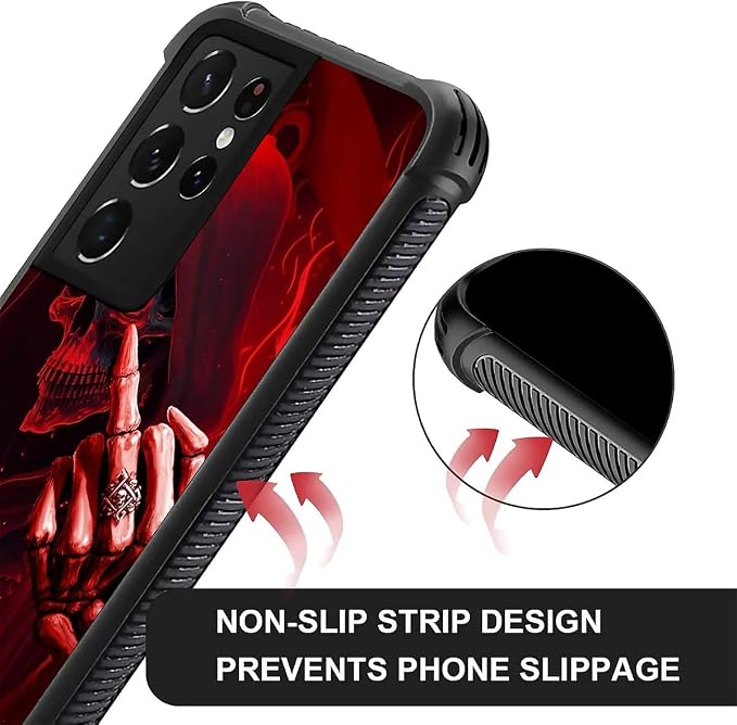 for Samsung Galaxy S21 Ultra Case, Gestures Funny Skull Pattern Graphic Design - Image 2