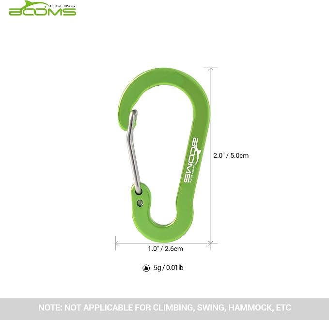 Booms Fishing CC1 Multi-Use Carabiner Clip, 6 Pack Small Caribeener Clips - Image 5
