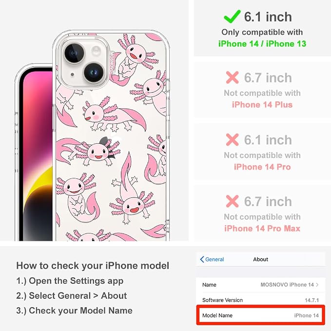 MOSNOVO for iPhone 13/14 Case | Military Grade 6.6ft Drop Tested | Clear - Image 2