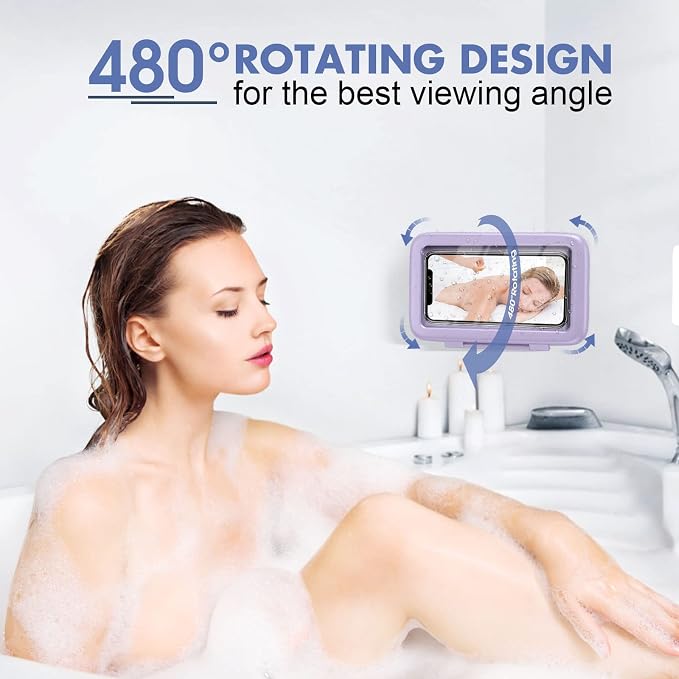 LC-dolida Shower Phone Holder Waterproof 480 Rotation Phone Stand Case Mount - Image 4