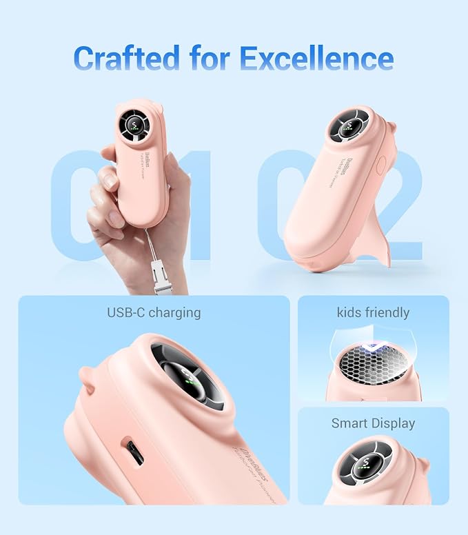 Diveblues Handheld Portable Turbo Fan, 4000mAh USB Rechargeable Pocket Fan - Image 5