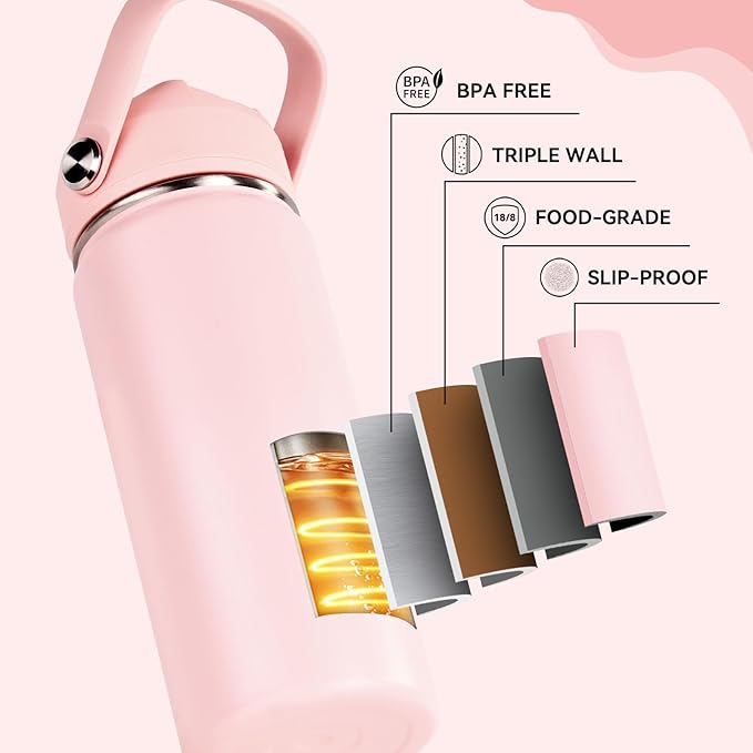 Fijinhom 24oz Insulated Stainless Steel Water Bottle, Wide Mouth Double Wall - Image 5