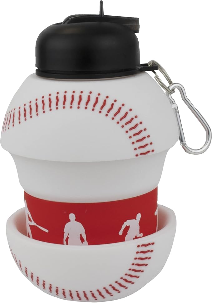 Maccabi Art Clip-On Collapsible 1 Liter, 34 oz. size BPA-Free Silicone Baseball - Image 4