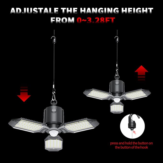 Motion Sensor Garage Light Plug in, 8000LM Shop Light 3 Modes, 3 Deformable LED - Image 8