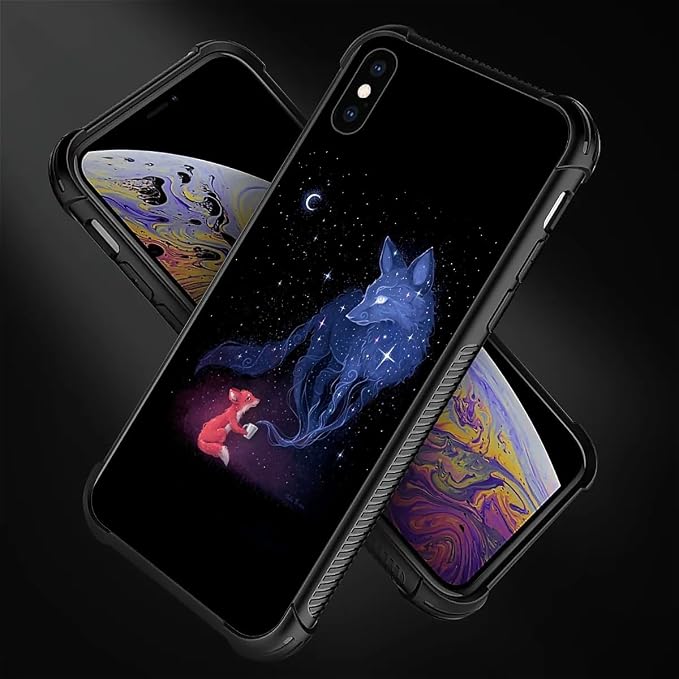 for iPhone Xs Max Case, Galaxy Fox Wolf Pattern Graphic Design Girl Boy Soft - Image 5