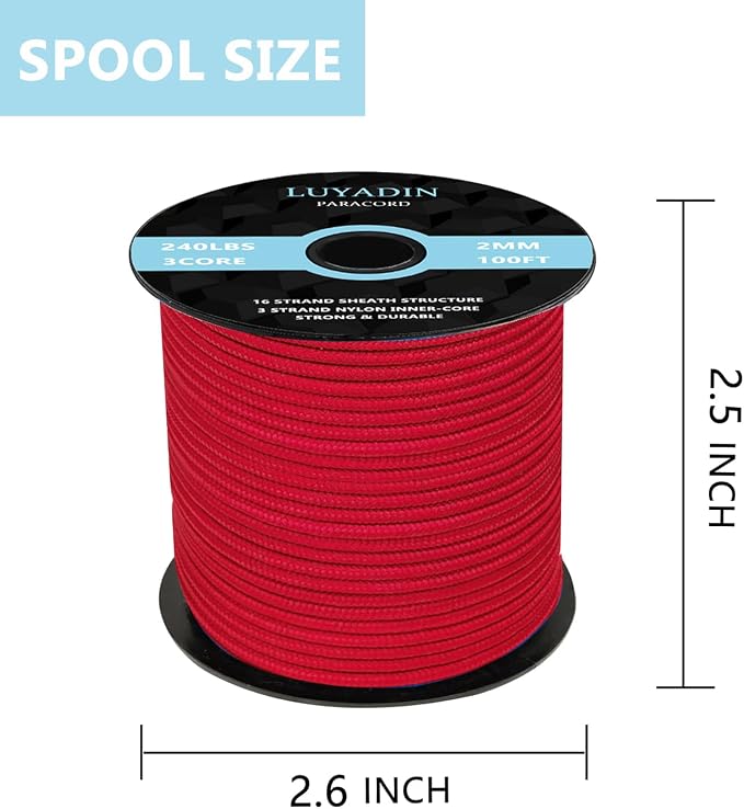 Paracord 240lb - Diameter 2mm Micro Utility Cord -3 Strand Parachute Spool Cord - Image 2