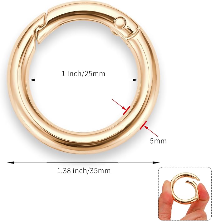 Gkeygo 1 Inch Keychain Rings, 8 Pack Round Carabiner Clip - Image 5