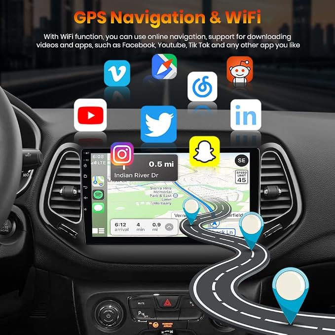 AWESAFE Android 13 Car Stereo for Jeep Compass 2017 2018 2019 2020, GPS - Image 4
