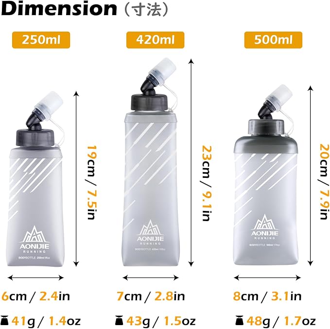 TRIWONDER Water Bottles TPU Soft Flasks Collapsible Running Flasks - Image 2