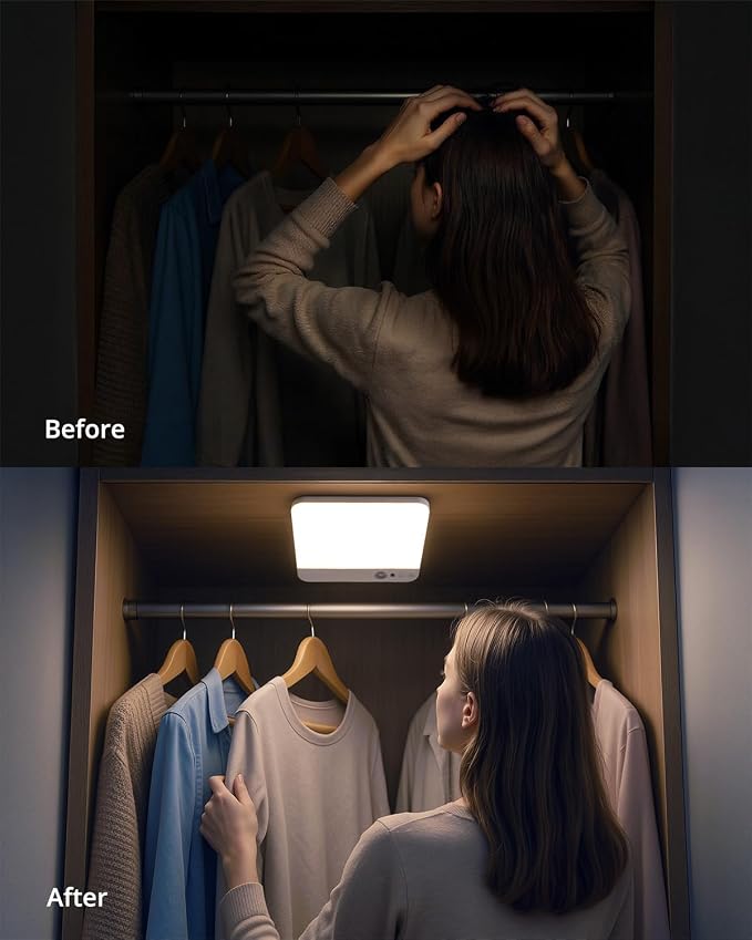 Combuh Battery Operated Ceiling Light, Rechargeable Motion Sensor Lighting - Image 6