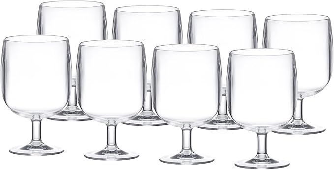 KX-WARE Classic Acrylic All-Purpose Wine Glasses, 12-ounce Plastic Stem Wine by KX-WARE