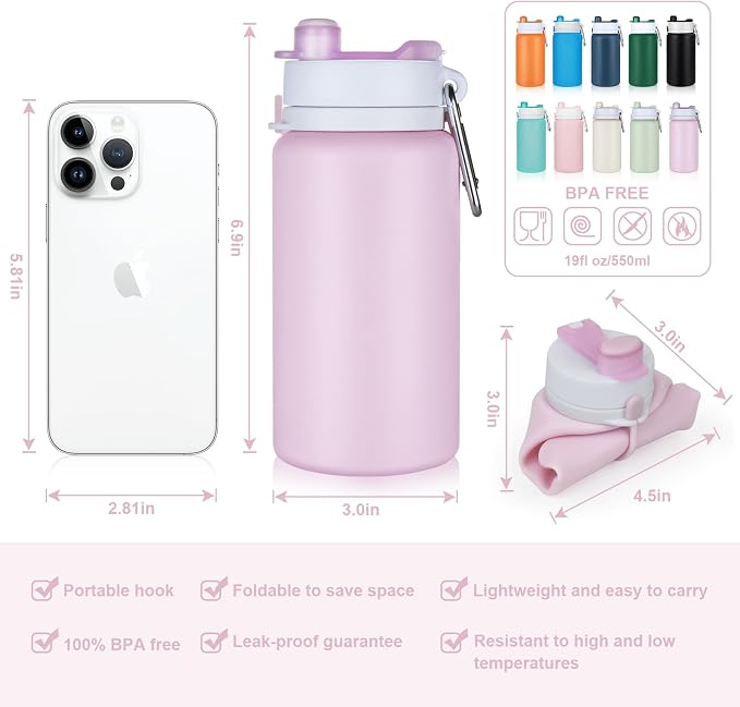 PLTCAT Collapsible Foldable BPA Free Reusable Lightweight Leak-Proof Travel - Image 2
