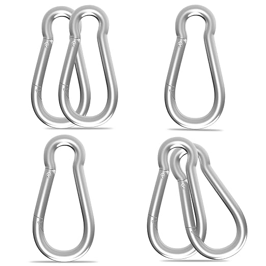Carabiner, Heavy Duty Galvanized Steel Spring Snap Hook Carabiner Clips by High-PQ