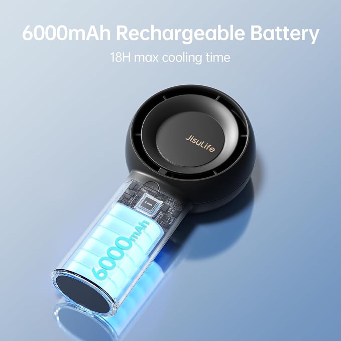 JISULIFE Portable Handheld Turbo Fan, 6000mAh USB Rechargeable Personal Battery - Image 4