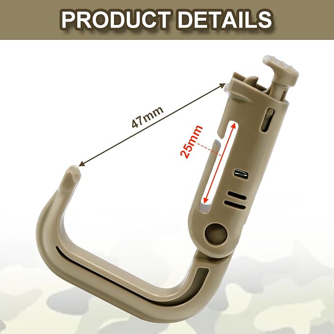 6 Pack 2.12“ Tactical Locking D Ring Plastic Carabiner Backapck Molle Hook Clip - Image 3