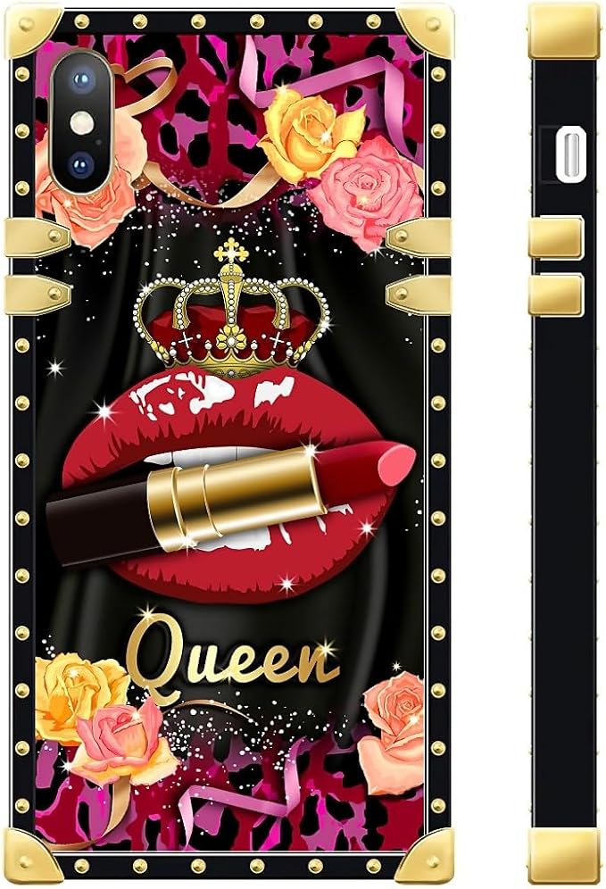Compatible with iPhone XR Case, Queen Lip Crown Leopard Print Luxury Golden - Image 3