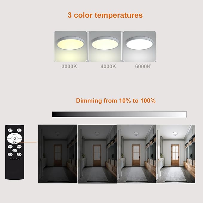 9 Inch Motion Sensor Light Indoor, Flush Mount Light Fixture, Motion Sensor - Image 5