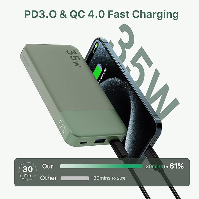 NOBIS Portable Charger, 10000mAh Power Bank Fast Charging, Battery Pack - Image 2