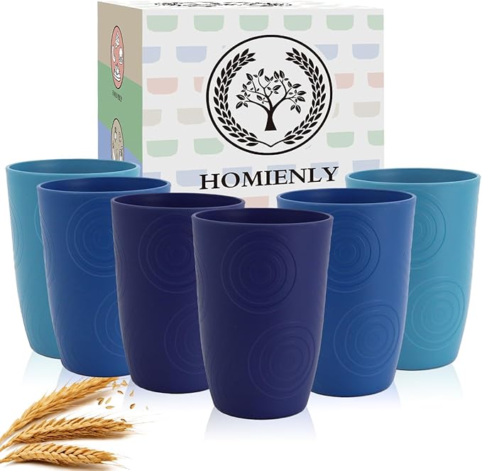 Homienly Wheat Straw Cups 16oz, Unbreakable Cups-6 PCS Freezer and Dishwasher by HOMIENLY
