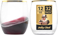 JOLLY CHEF 32 Pack 12oz Gold Plastic Wine Glasses Stemless, Disposable Wine by JOLLYCHEF