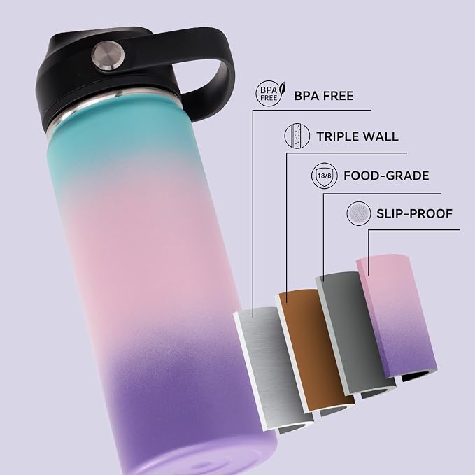 Fijinhom 18oz Insulated Stainless Steel Water Bottle, Wide Mouth Double Wall - Image 4