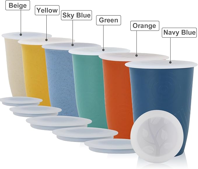 Wrova Wheat Straw Cups with Silicone Covers 16oz Set of 6 - Image 5