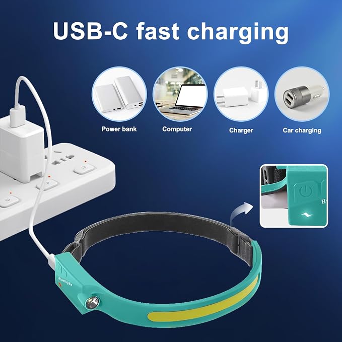 Headlamp Rechargeable LED 230° Wide Beam, USB-C Lightweight Head Lamp, Long - Image 9